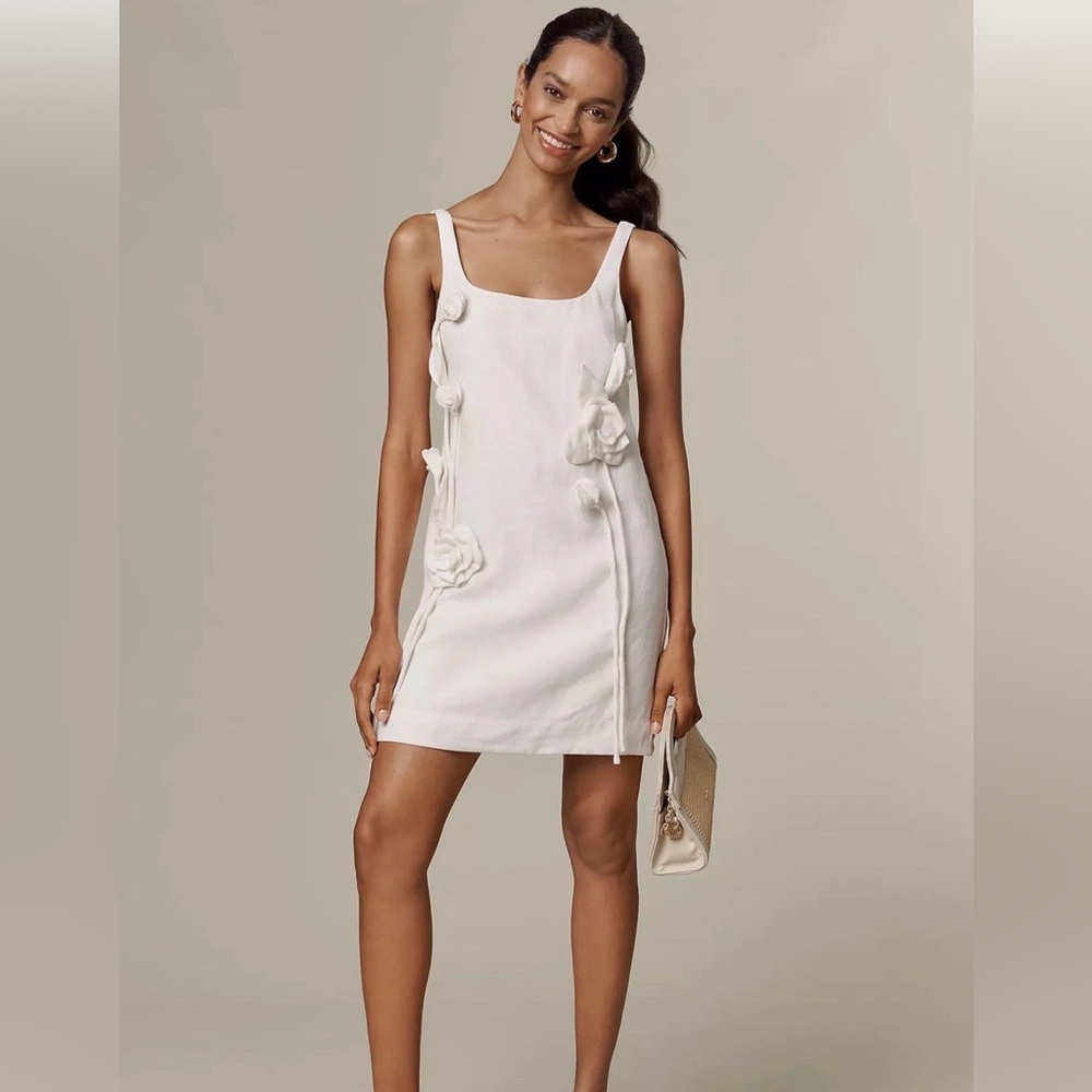 FARM Rio White Floral Applique Mini Dress
